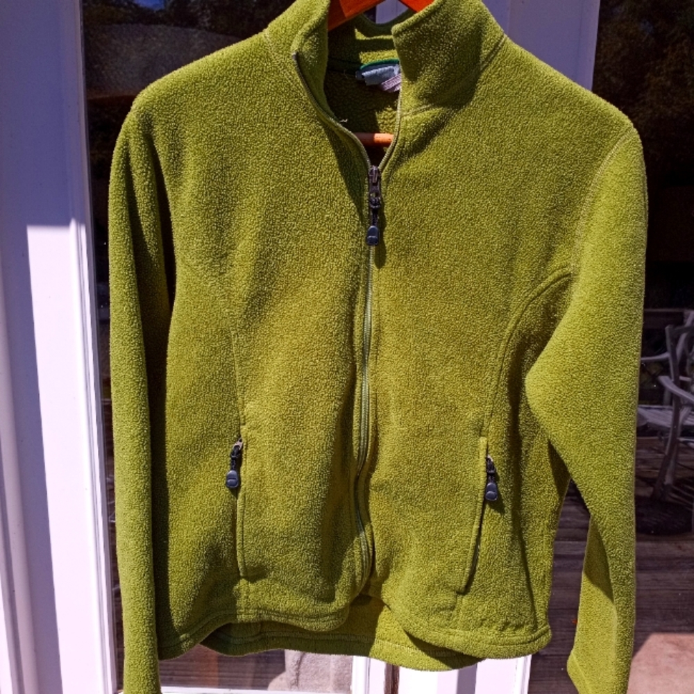 L.L. Bean Olive Green Fleece Jacket Size Medium